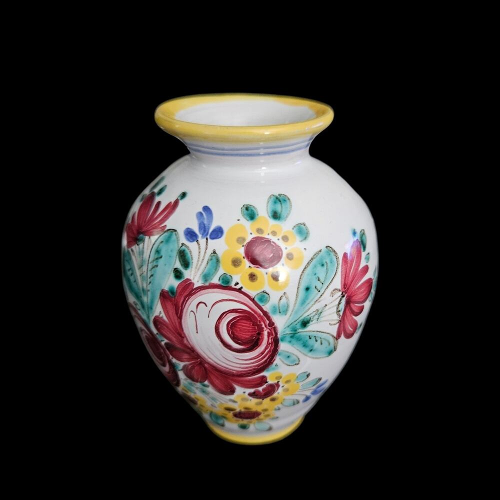 Karsten Ceramic Studio Hand Painted Floral Art Pottery Vase Folk Art